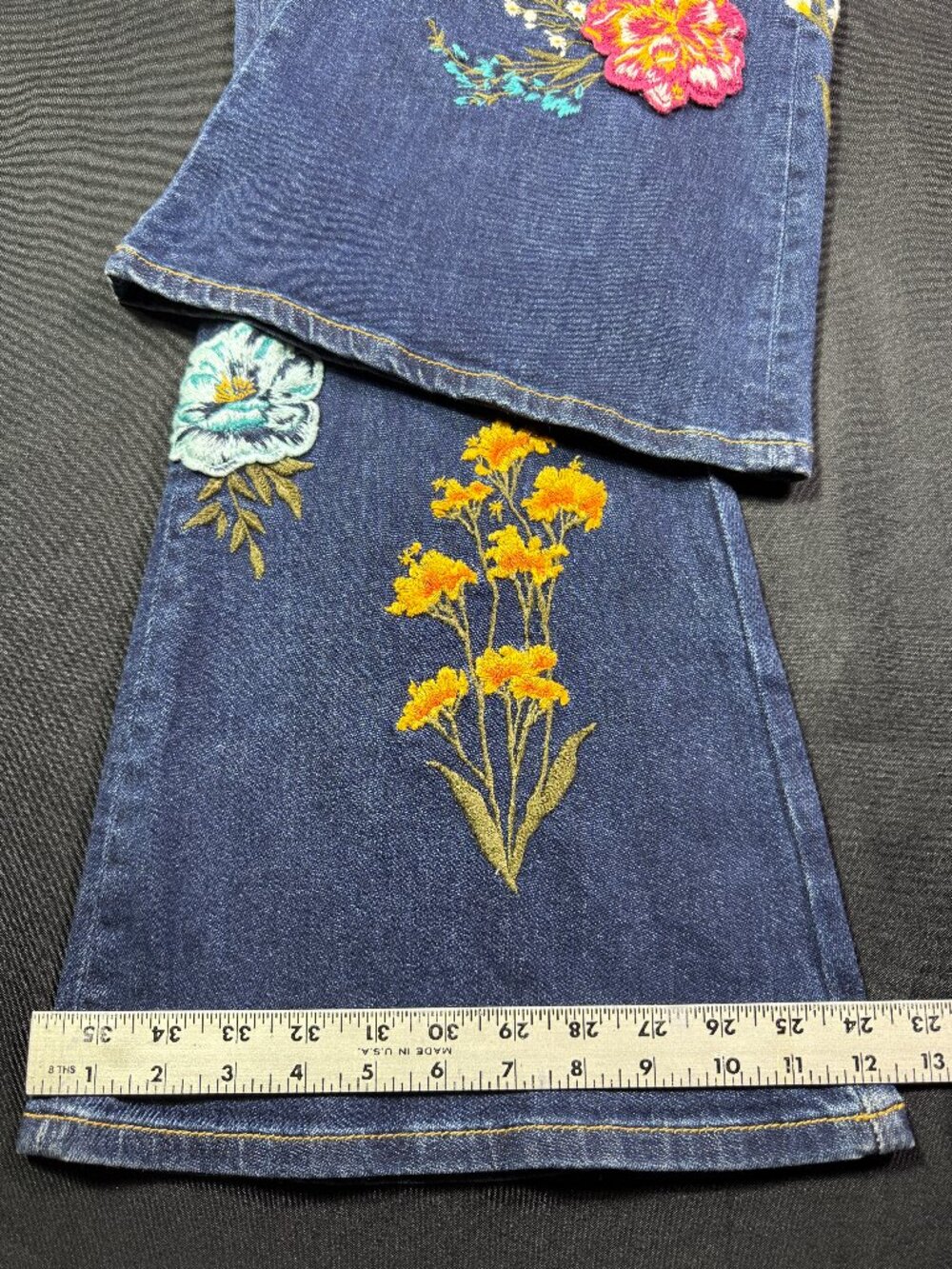 Free People x Driftwood Farrah Embroidered Flare Jeans Sz 30 - Picture 13 of 16
